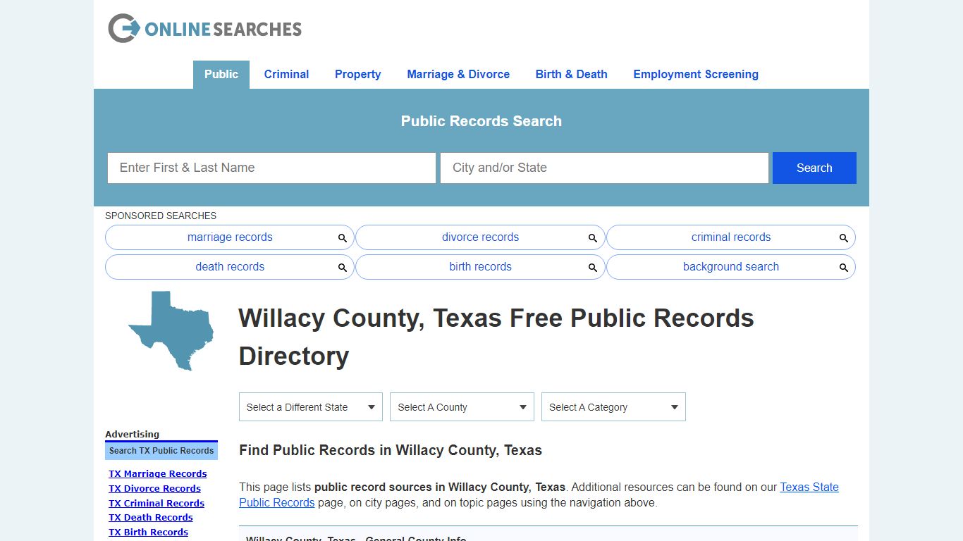 Willacy County, Texas Public Records Directory