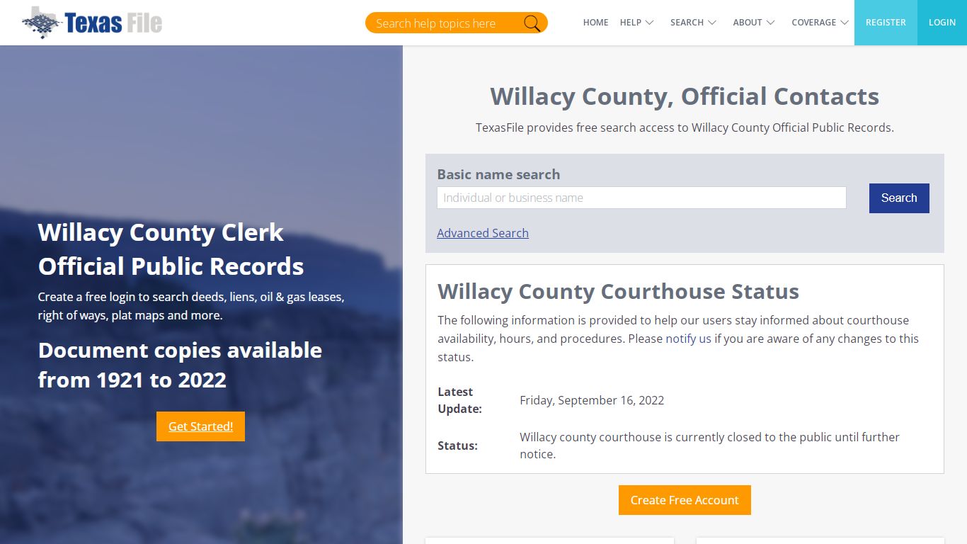 Willacy County Clerk Official Public Records | TexasFile